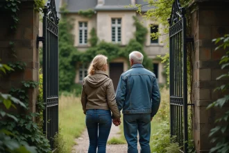 Couple devant un château abandonné en France