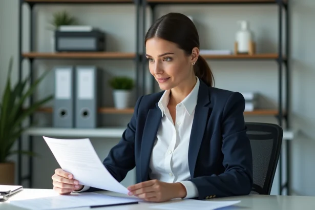 Femme d affaires en bureau tenant des documents