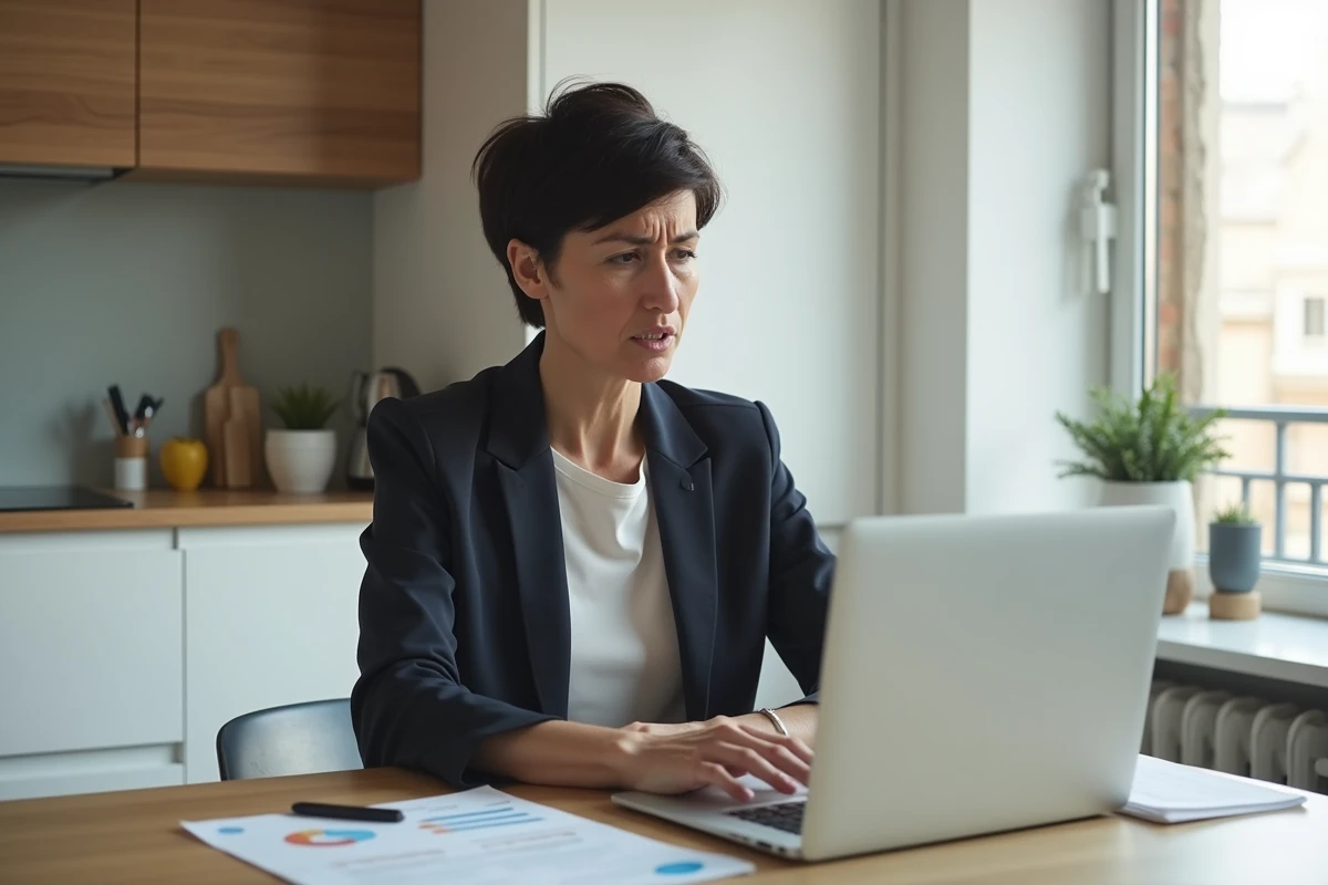 Femme d'âge moyen examinant des formulaires immobiliers à Lyon