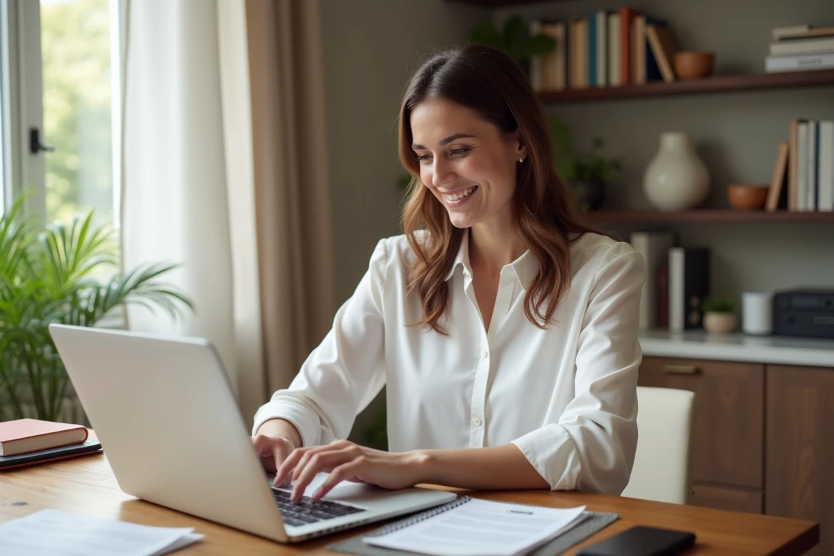 Femme d age moyen consulte des documents de location