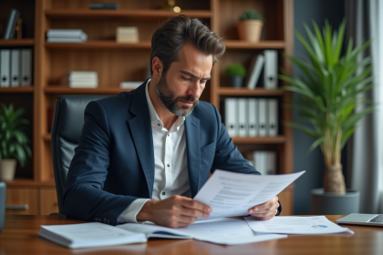 Homme d'affaires en costume dans un bureau moderne