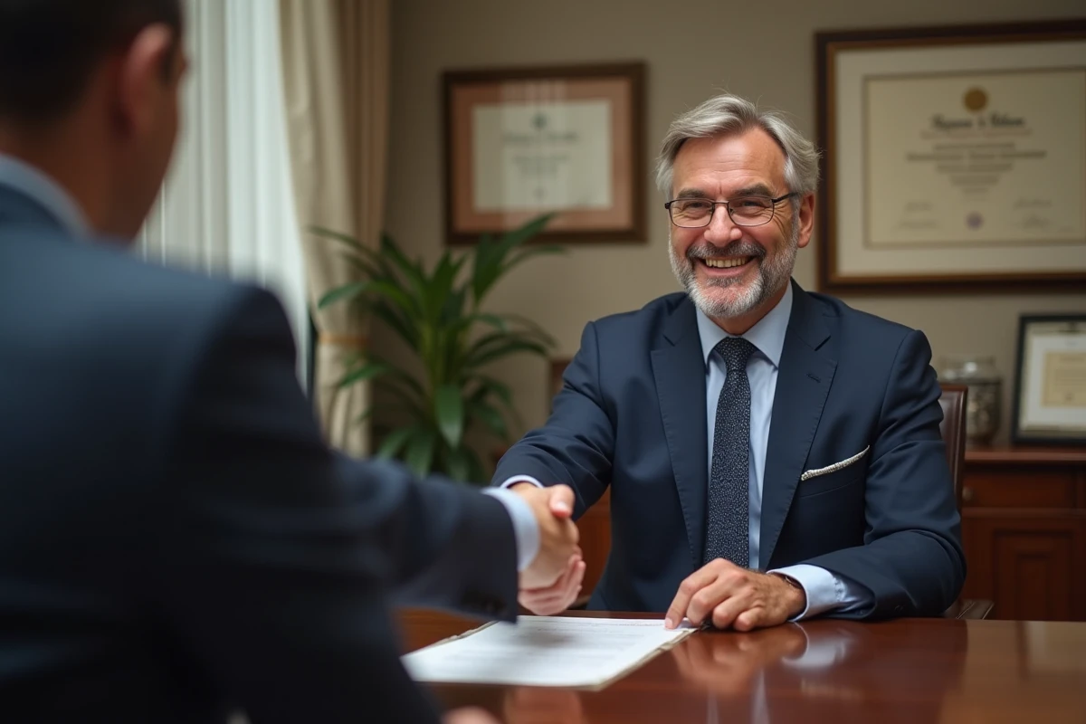 Homme professionnel serrant la main d un client