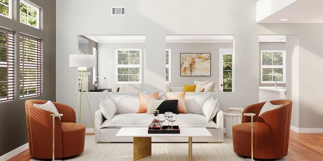 white and brown living room set