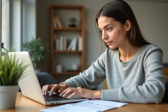 Locataire consultant son espace personnel Nexity sur un ordinateur portable pour suivre ses paiements de loyer