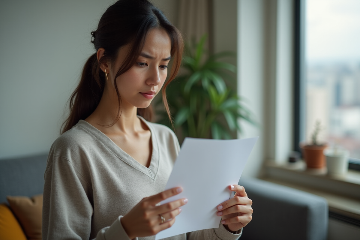 Jeune femme lisant une lettre dans un salon domestique