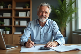 Homme d'âge moyen en tenue décontractée dans un bureau moderne