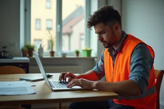 Travailleur intérimaire consultant le site Aidologement.com pour trouver un logement adapté à son contrat temporaire