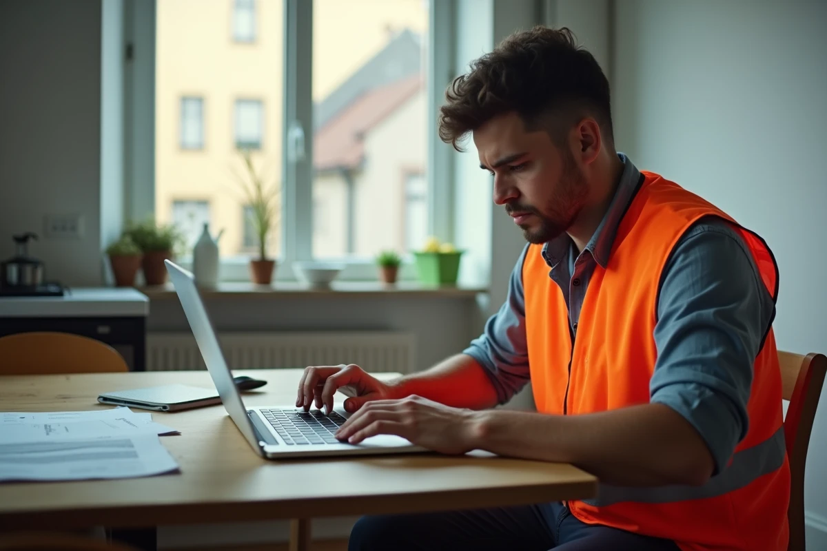 Travailleur intérimaire consultant le site Aidologement.com pour trouver un logement adapté à son contrat temporaire