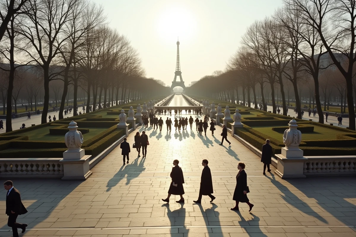 Vue du Trocadéro dans le 16e arrondissement de Paris avec la Tour Eiffel en arrière-plan, quartier emblématique du Paris aisé et des inégalités de niveau de vie en France